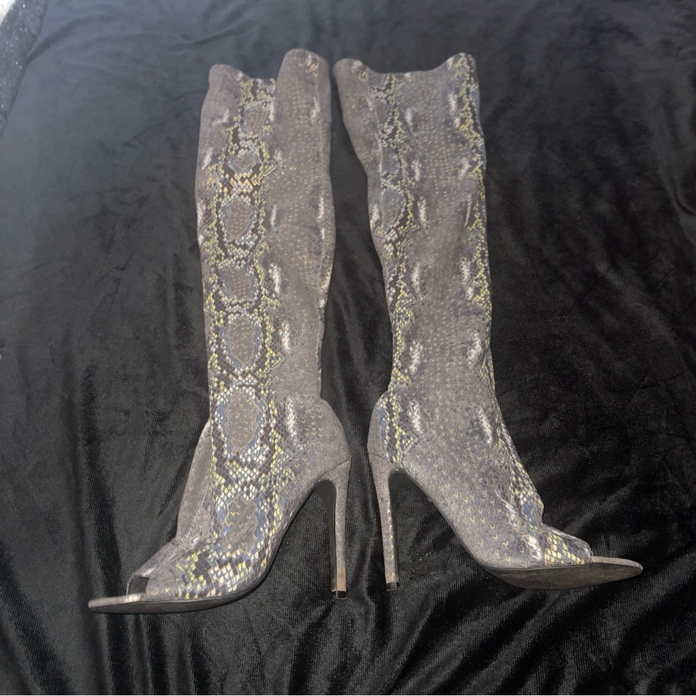 Fashion Nova Snakeskin Pattern Over-the-Knee Boots